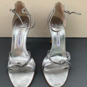 Y2K Manolo Blahnik Silver Sandal Heel